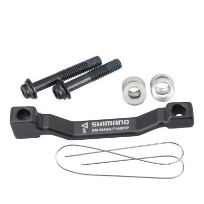 Адаптер дисковой тормоз Shimano SM-MA90-F180P/P, болты:коротк. (1шт)+длин.(1шт), шайбы - A (2шт)(нов. тип