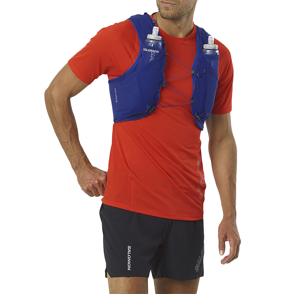 Жилет беговой Salomon Adv skin 5 with flasks синий