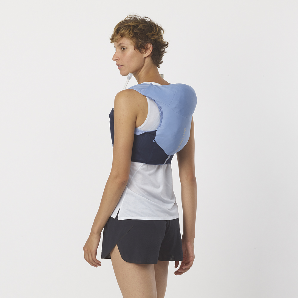 Жилет беговой женский Salomon Adv skin 5w with flasks голубой