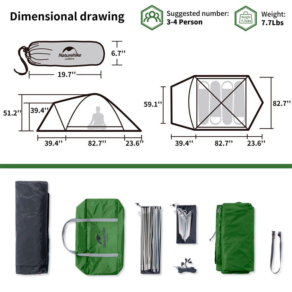 Палатка Naturehike P-PLUS tent for 3-4 people Палатка Naturehike P-PLUS tent for 3-4 people