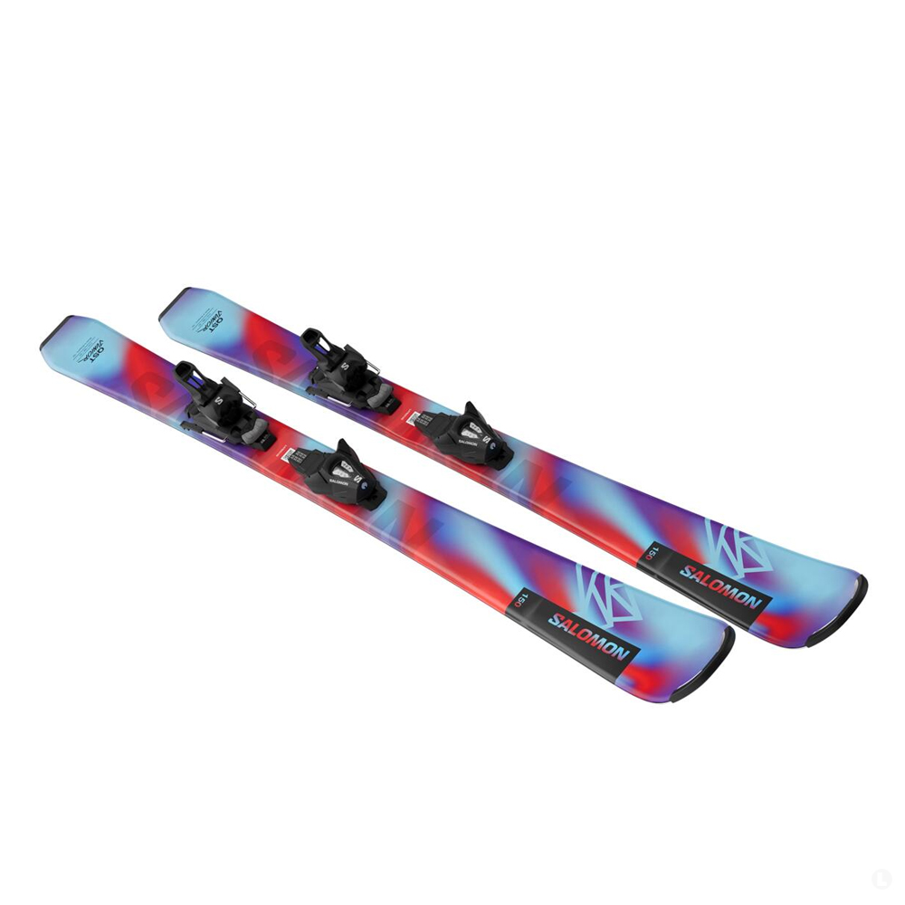 Лыжи горные Salomon L Qst Jr S Pn B3 + L C5 Gw black silver met J75 Лыжи горные Salomon L Qst Jr S Pn B3 + L C5 Gw black silver met J75