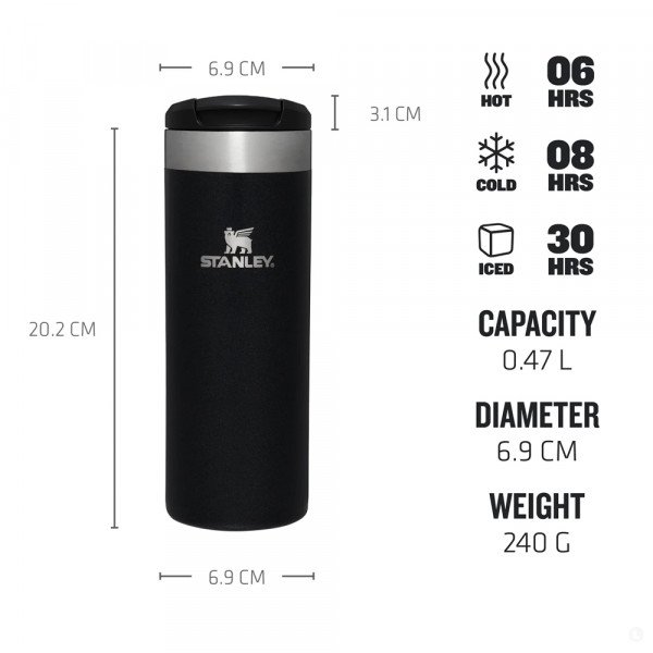 Термостакан Stanley The AeroLight Transit Mug 0.47 L черный