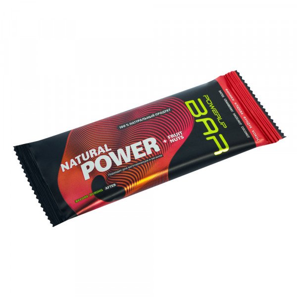 Батончик энергетический Powerup Bar Fruit+Nuts Финики, клюква, фундук, кокос 50 гр