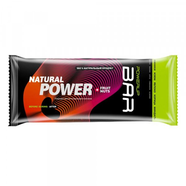 Батончик энергетический Powerup Bar Fruit+Nuts Финики, изюм, яблоко, корица, миндаль 50 гр